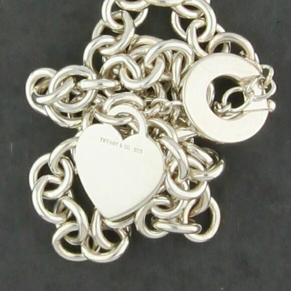 tiffany & co sterling silver blank heart cable chain toggle necklace size 16in - Picture 3 of 3